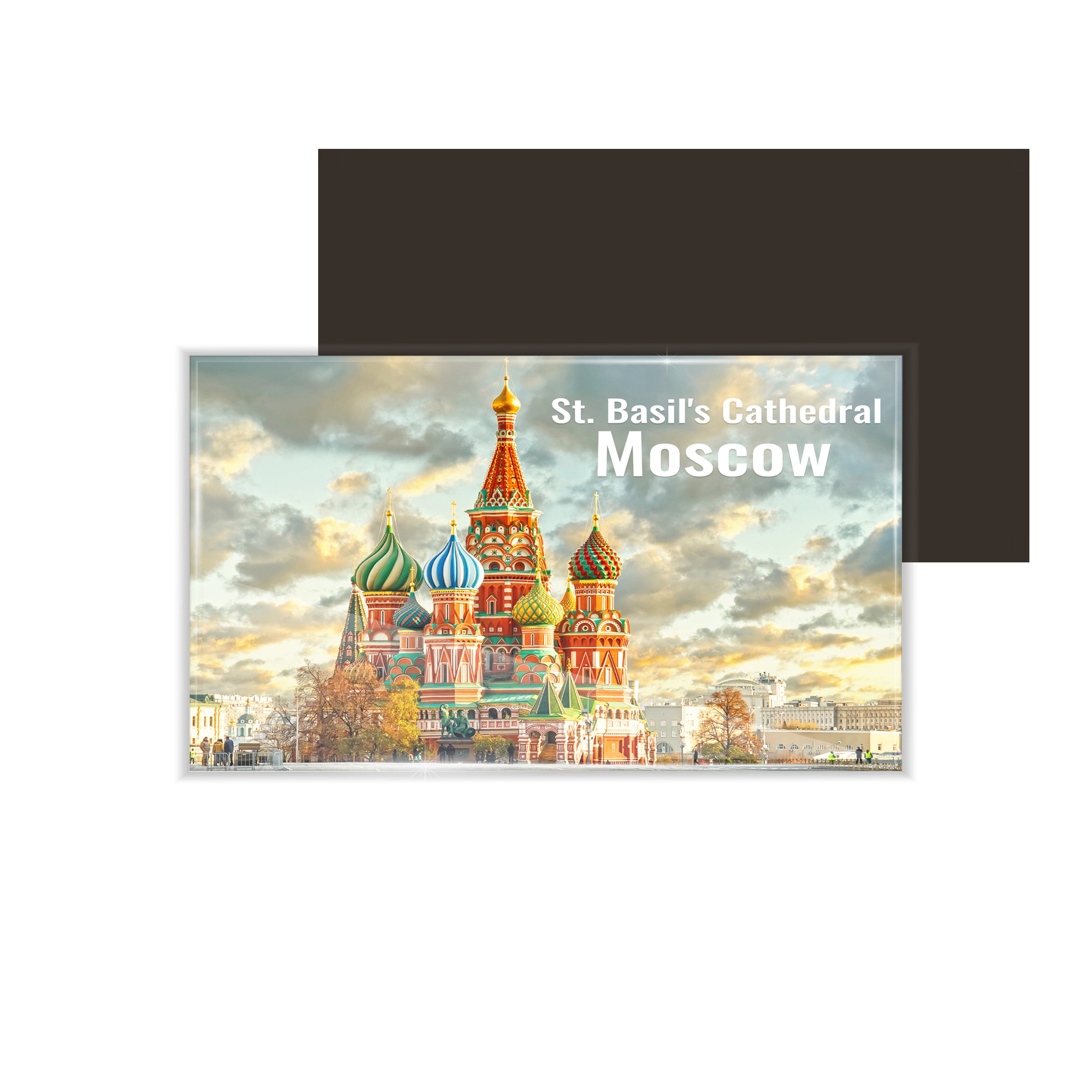 dhcrafts Fridge Magnet Rectangle Acrylic Glass (8.6 x 5.4 cm) Multicolor Travel Moscow D3 Design Pack of 1